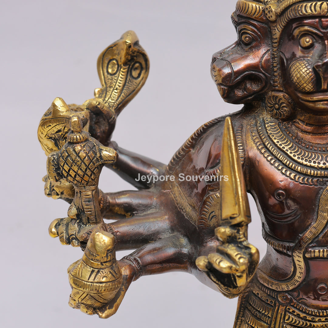 Handcrafted Brass Standing Panchamukhi Hanuman Statue