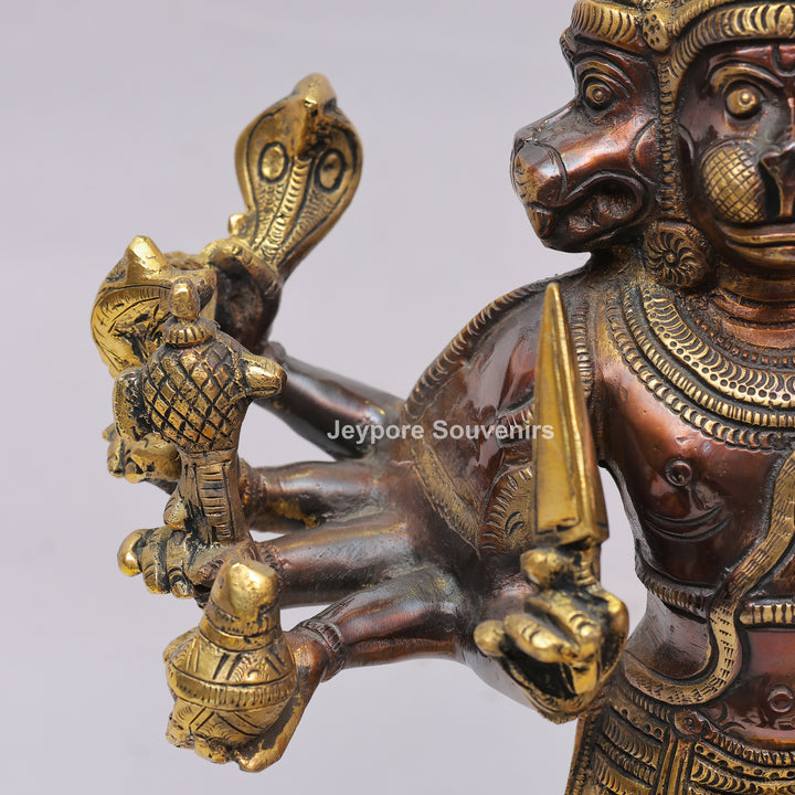 Handcrafted Brass Standing Panchamukhi Hanuman Statue