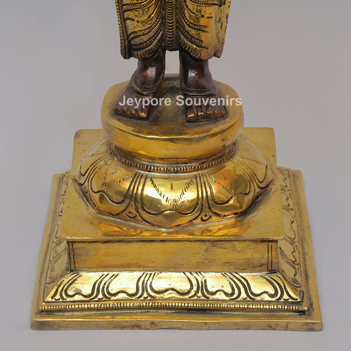 Handcrafted Brass Standing Panchamukhi Hanuman Statue