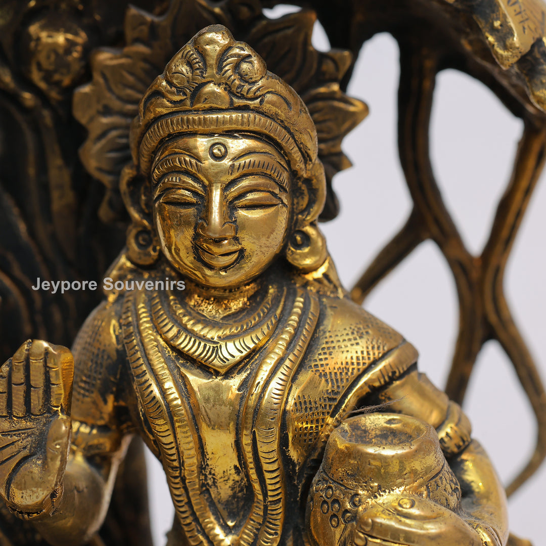 Solid Brass Radha Krishna Statue Under Tree Canopy