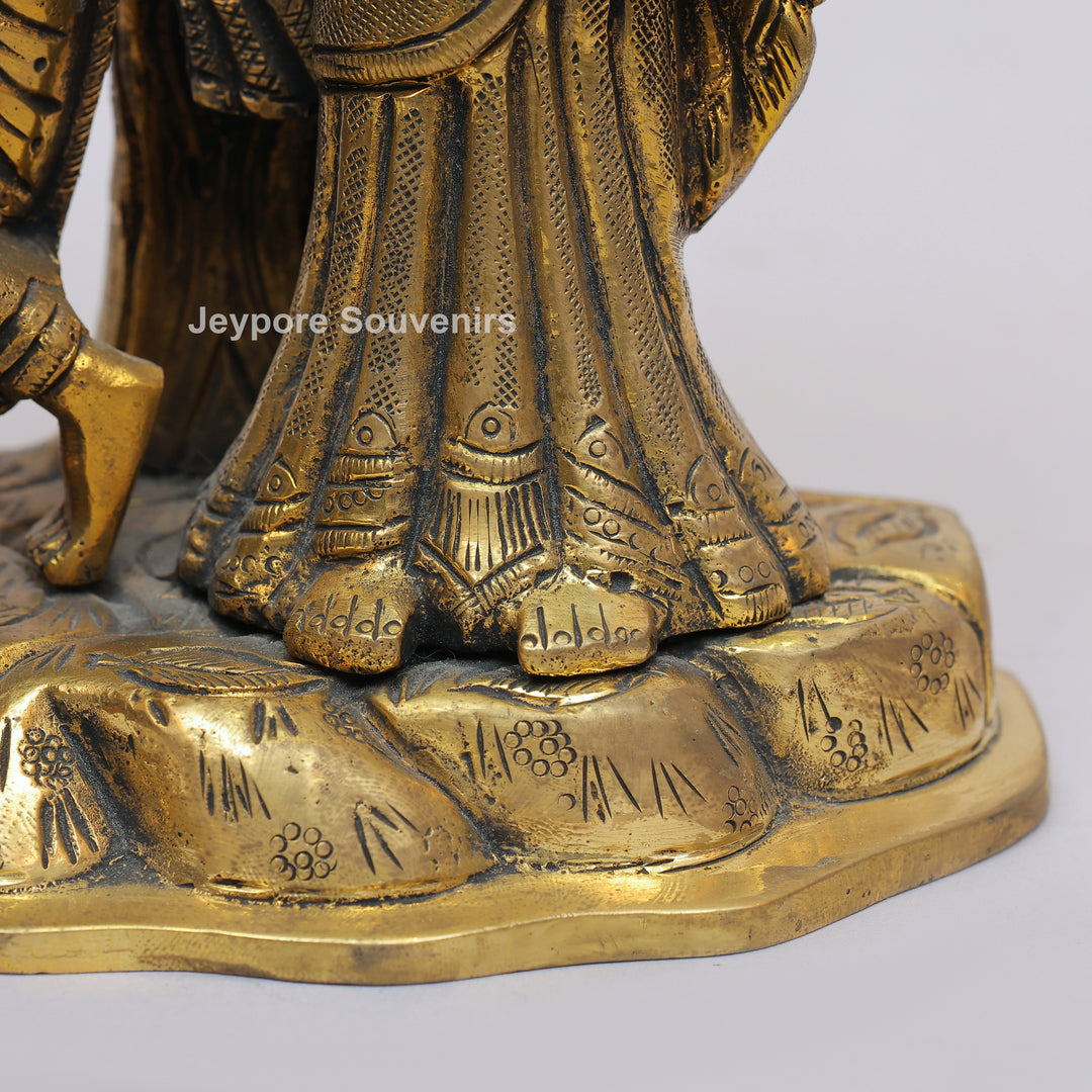 Solid Brass Radha Krishna Statue Under Tree Canopy