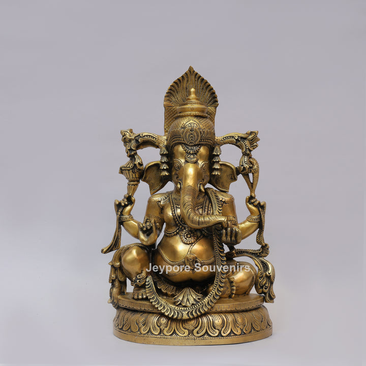 Handcrafted Intricately Carved Brass Lord Ganesha Statue