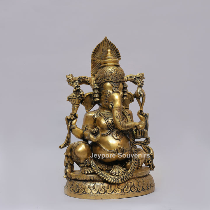 Handcrafted Intricately Carved Brass Lord Ganesha Statue