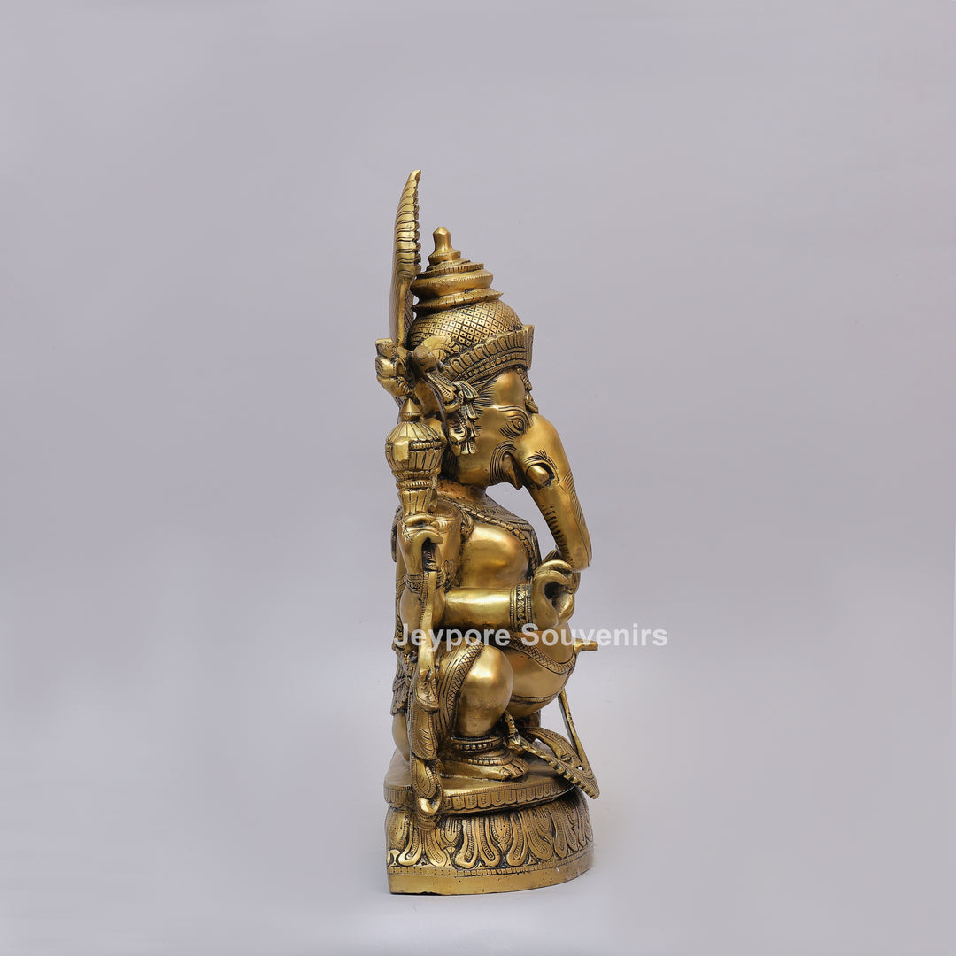 Handcrafted Intricately Carved Brass Lord Ganesha Statue