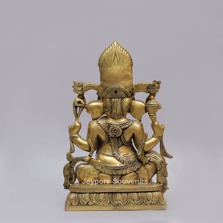 Handcrafted Intricately Carved Brass Lord Ganesha Statue