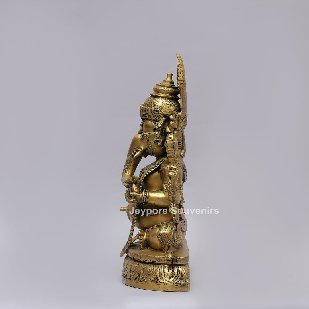 Handcrafted Intricately Carved Brass Lord Ganesha Statue