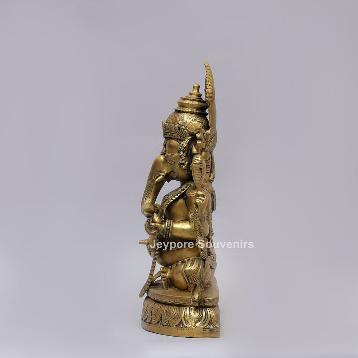 Handcrafted Intricately Carved Brass Lord Ganesha Statue