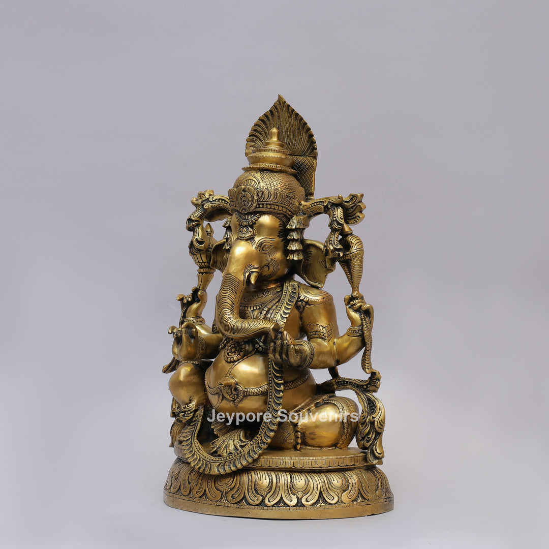 Handcrafted Intricately Carved Brass Lord Ganesha Statue