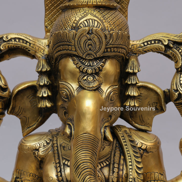 Handcrafted Intricately Carved Brass Lord Ganesha Statue