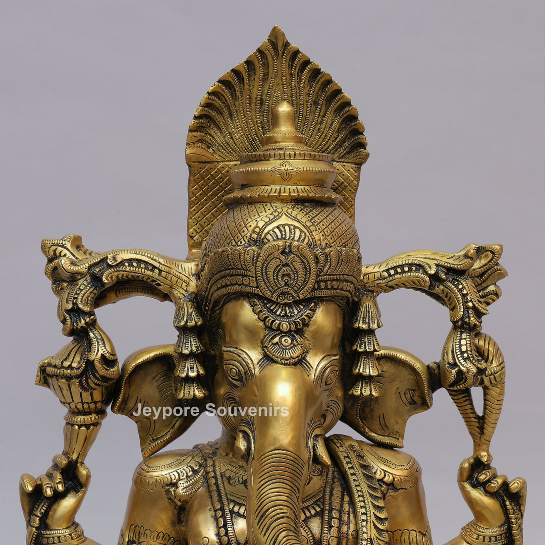 Handcrafted Intricately Carved Brass Lord Ganesha Statue