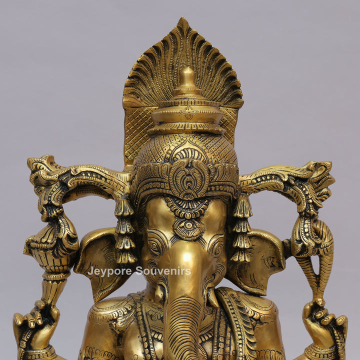 Handcrafted Intricately Carved Brass Lord Ganesha Statue