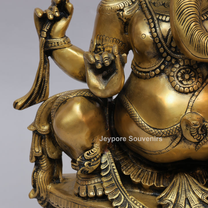 Handcrafted Intricately Carved Brass Lord Ganesha Statue