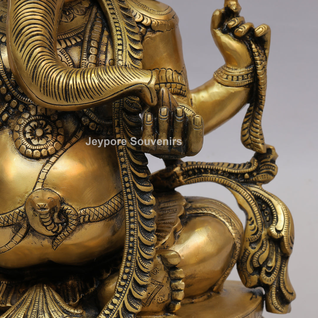 Handcrafted Intricately Carved Brass Lord Ganesha Statue