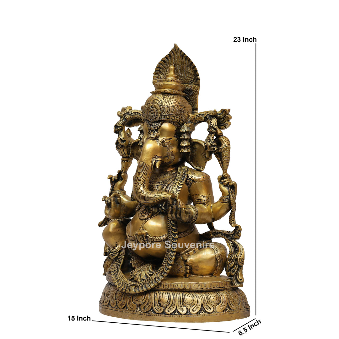 Handcrafted Intricately Carved Brass Lord Ganesha Statue