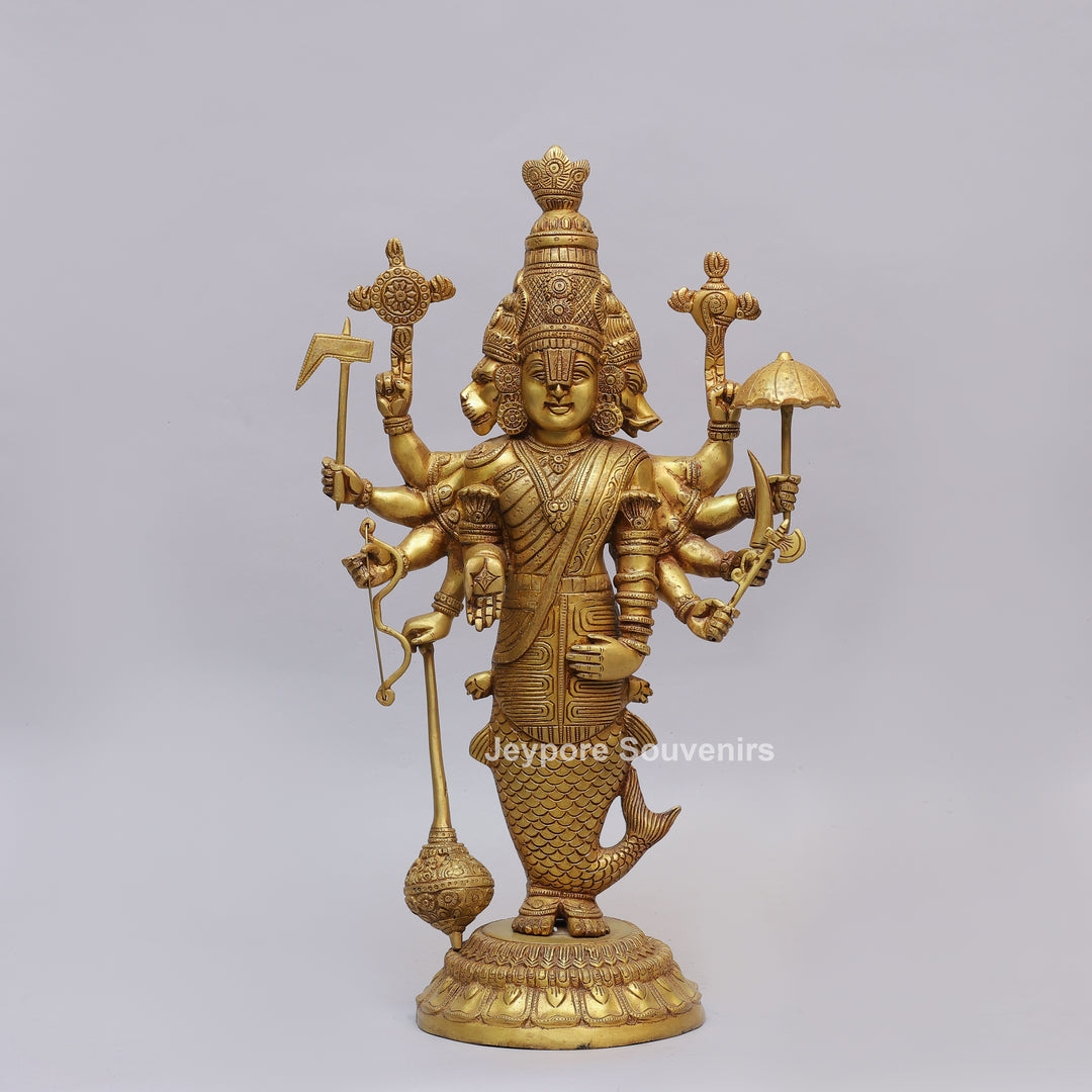 Handcrafted Brass Lord Vishnu Dashavatar Idol