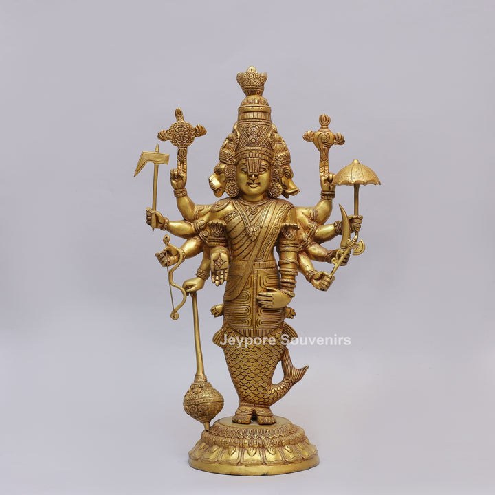 Handcrafted Brass Lord Vishnu Dashavatar Idol
