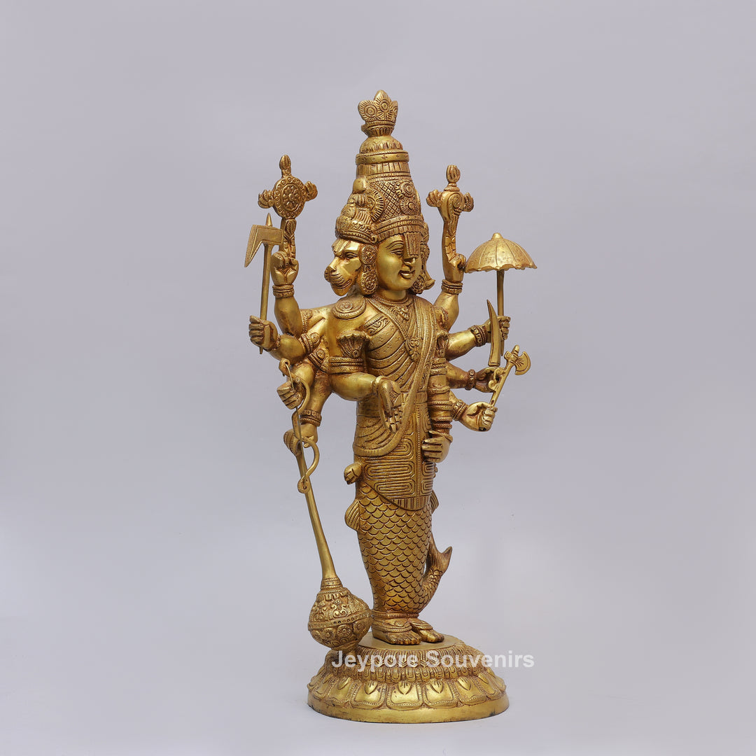 Handcrafted Brass Lord Vishnu Dashavatar Idol