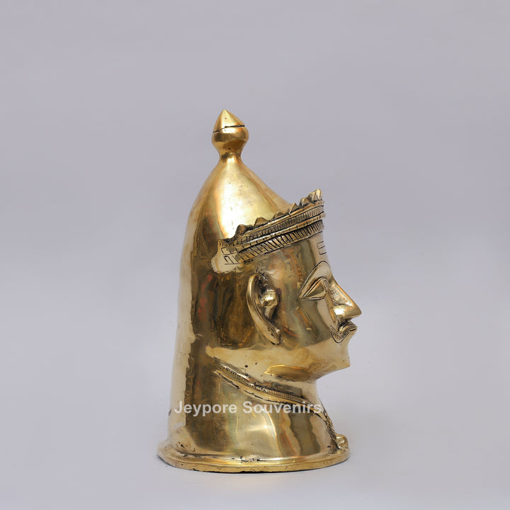Handcrafted Brass Shiva Mukhlingam Statue with Pointed Crown