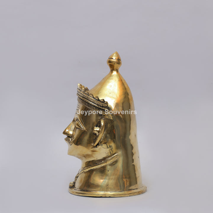 Handcrafted Brass Shiva Mukhlingam Statue with Pointed Crown
