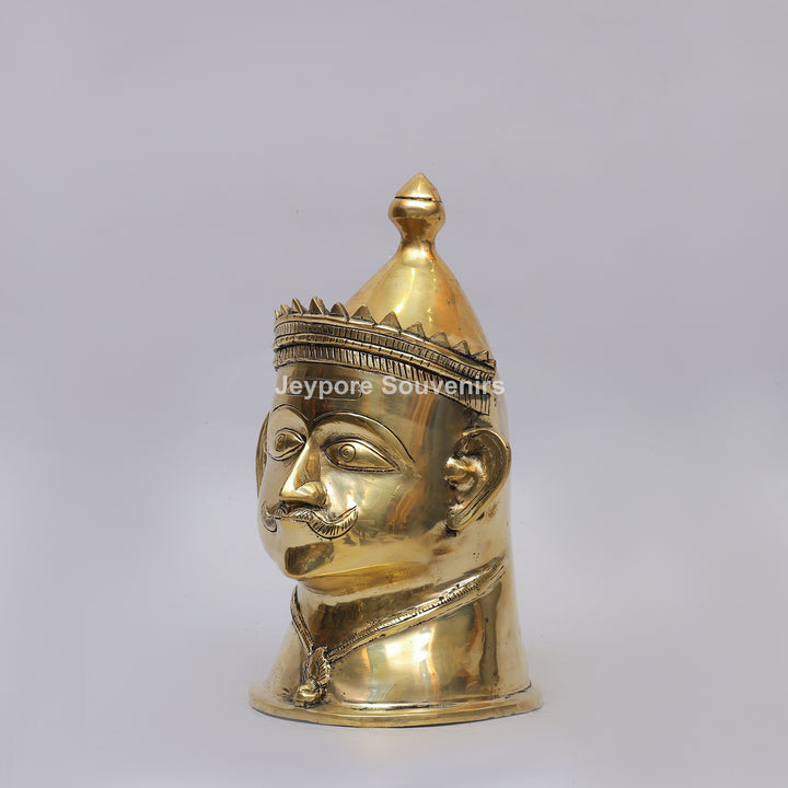 Handcrafted Brass Shiva Mukhlingam Statue with Pointed Crown