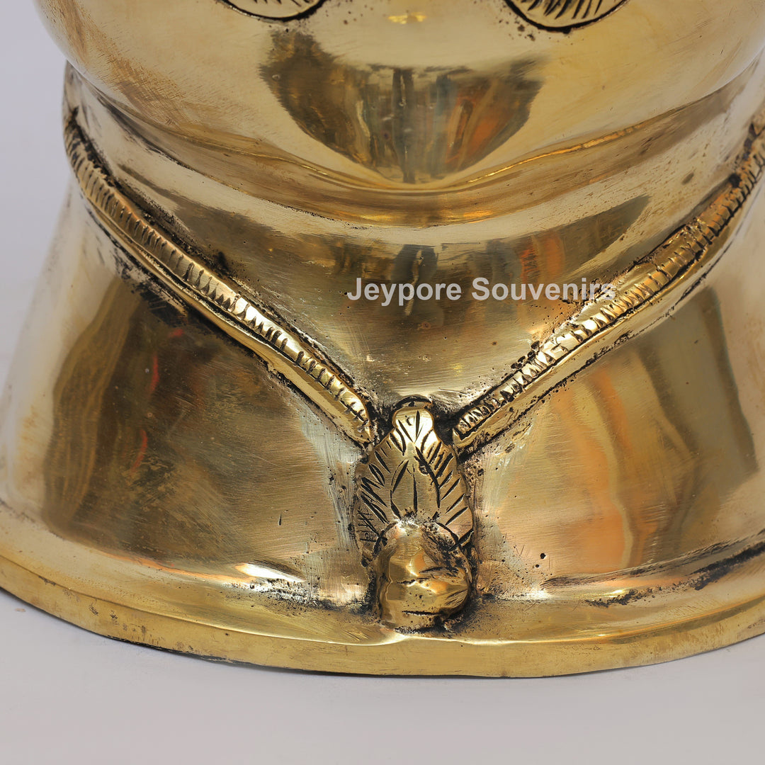 Handcrafted Brass Shiva Mukhlingam Statue with Pointed Crown