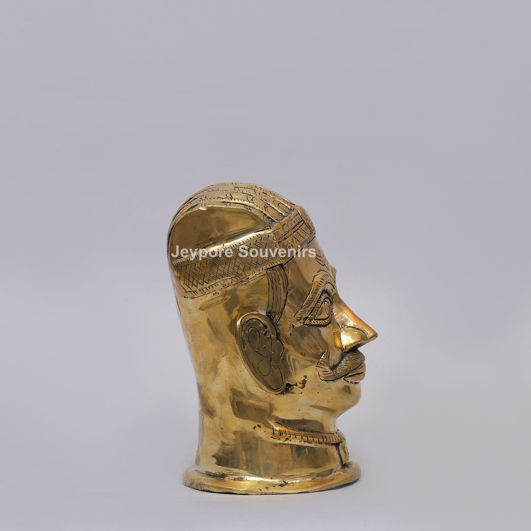 Handcrafted Brass Shiva Mukhlingam Sculpture with Pointed Crown