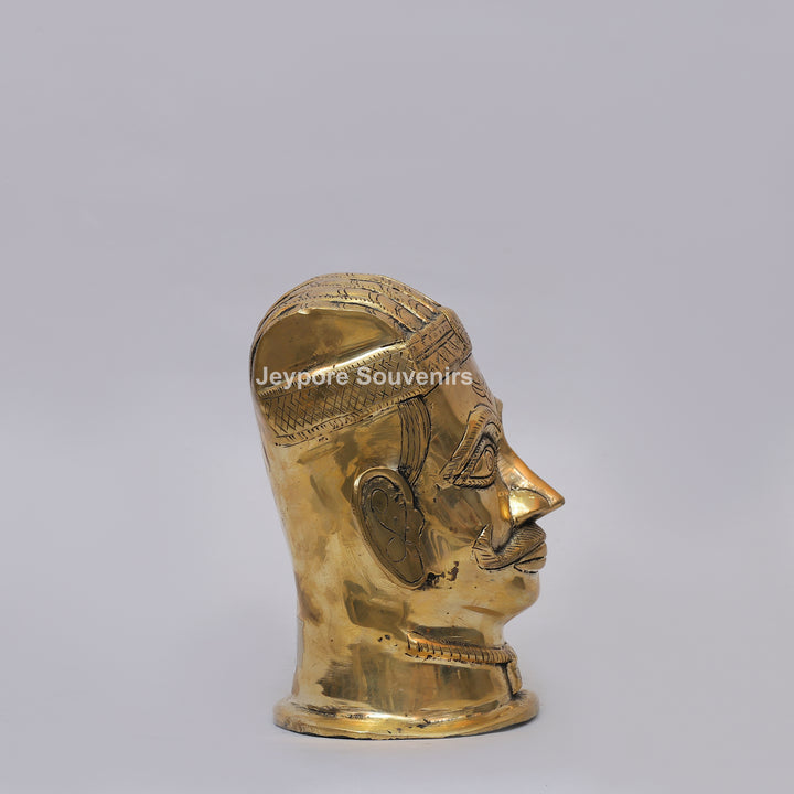 Handcrafted Brass Shiva Mukhlingam Sculpture with Pointed Crown