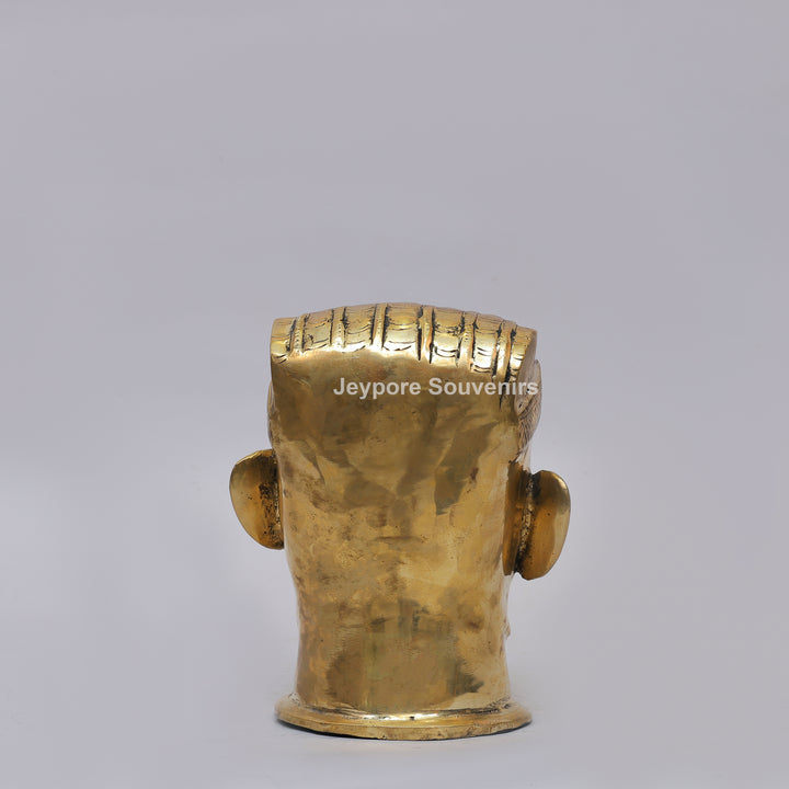Handcrafted Brass Shiva Mukhlingam Sculpture with Pointed Crown