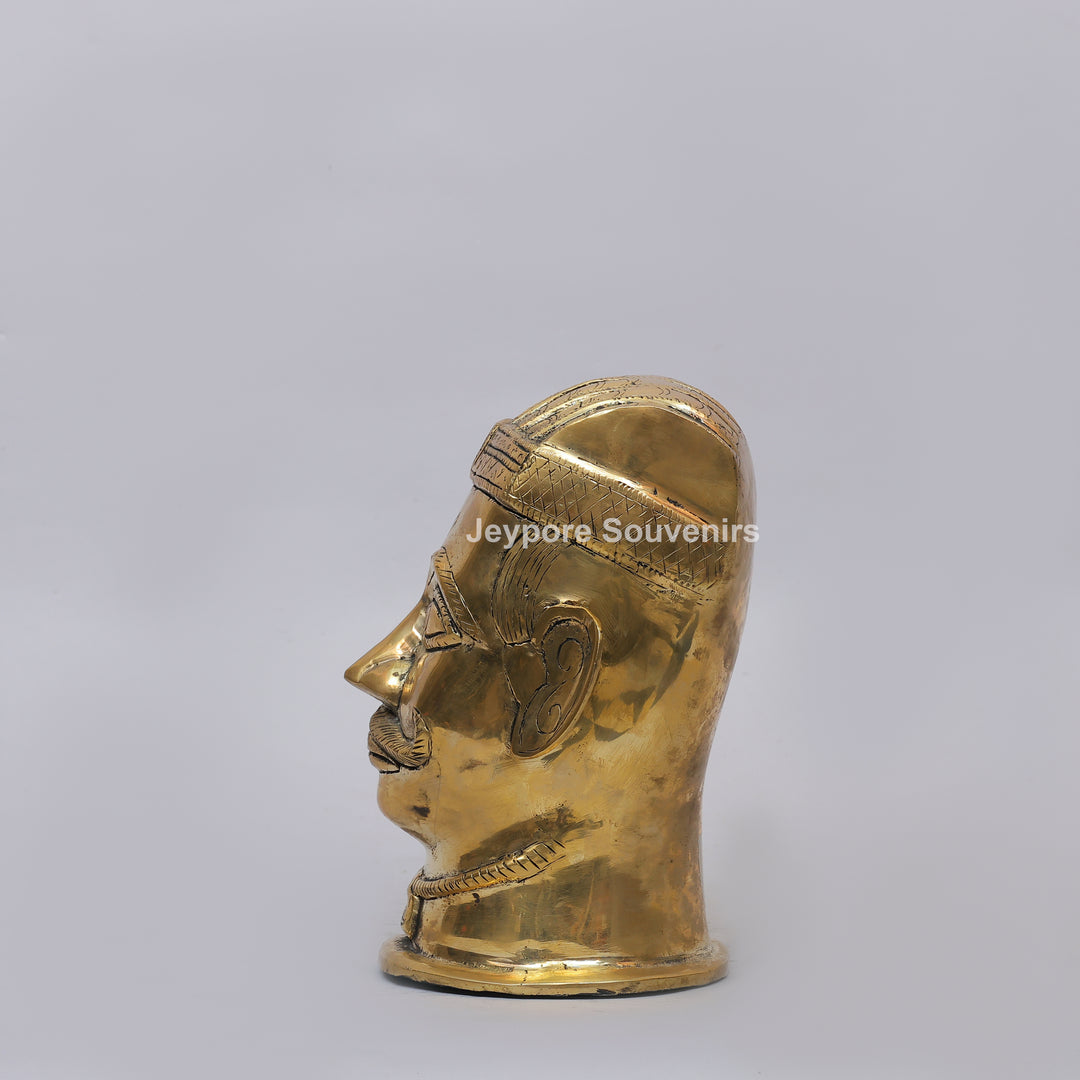 Handcrafted Brass Shiva Mukhlingam Sculpture with Pointed Crown