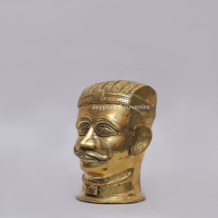 Handcrafted Brass Shiva Mukhlingam Sculpture with Pointed Crown