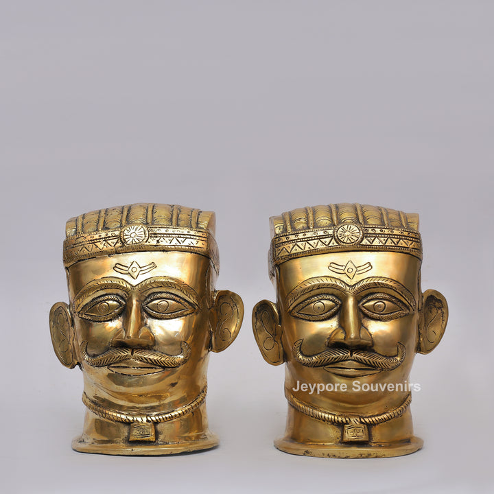 Handcrafted Brass Shiva Mukhlingam Sculpture with Pointed Crown