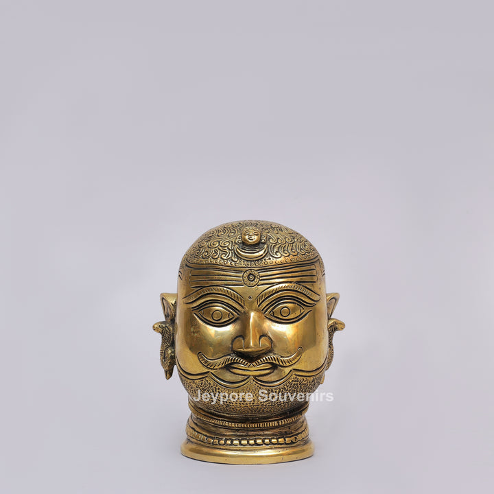 Handcrafted Brass Shiva Mukhlingam with Polished Golden Finish