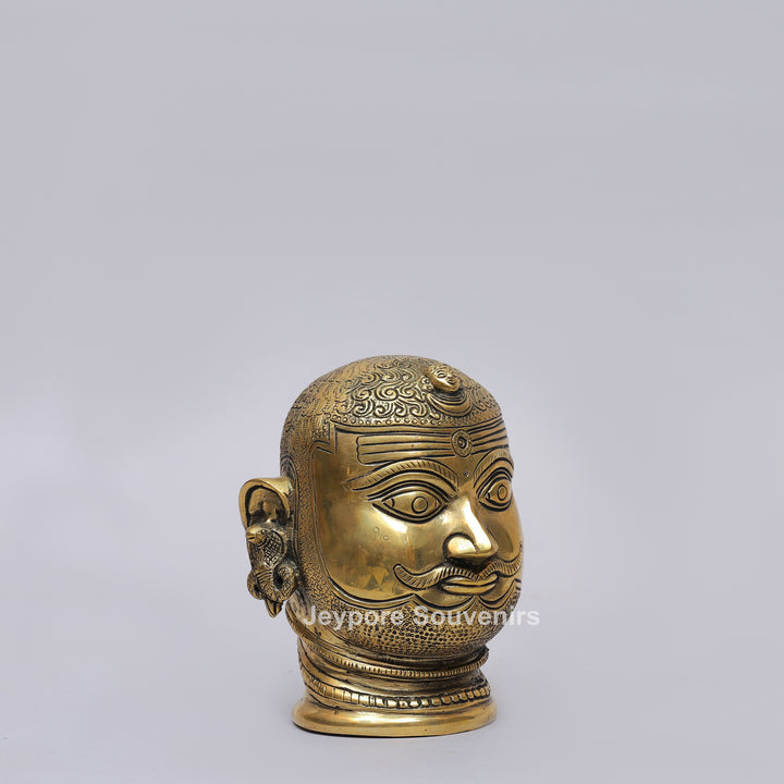 Handcrafted Brass Shiva Mukhlingam with Polished Golden Finish