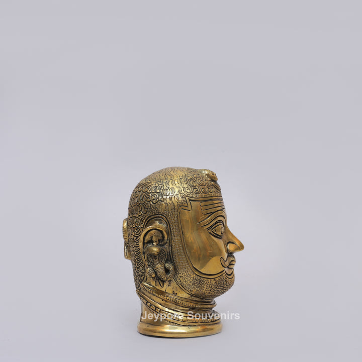 Handcrafted Brass Shiva Mukhlingam with Polished Golden Finish