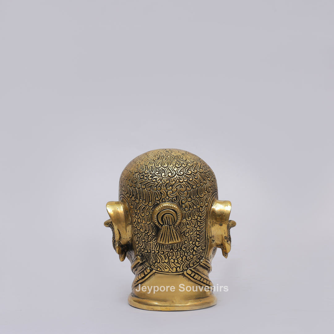 Handcrafted Brass Shiva Mukhlingam with Polished Golden Finish