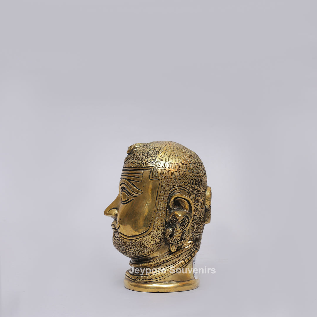 Handcrafted Brass Shiva Mukhlingam with Polished Golden Finish
