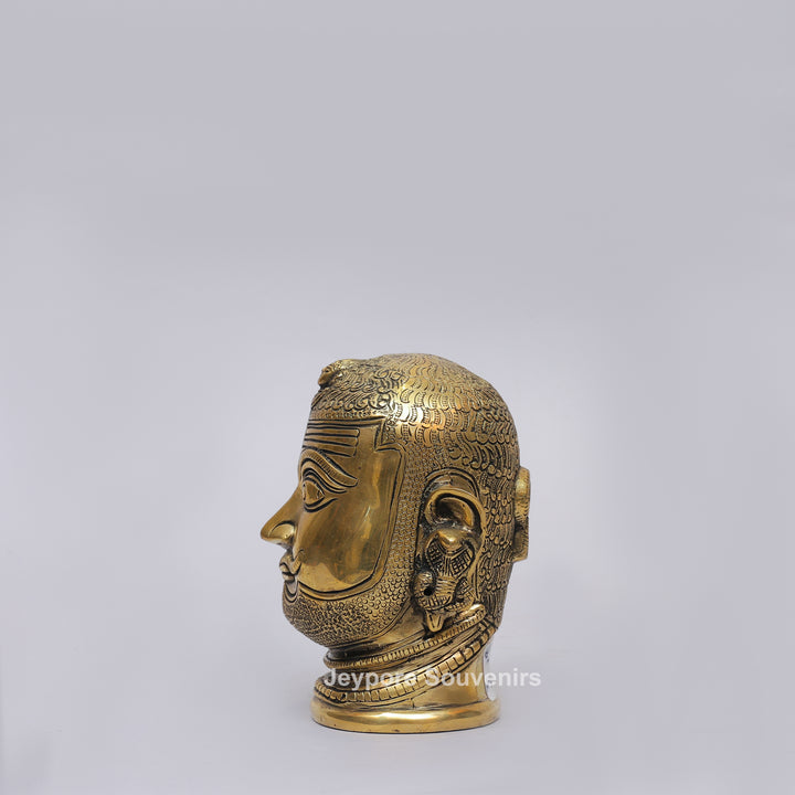 Handcrafted Brass Shiva Mukhlingam with Polished Golden Finish