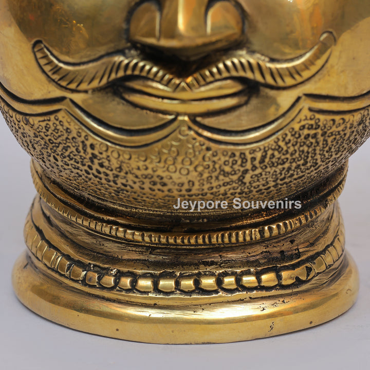 Handcrafted Brass Shiva Mukhlingam with Polished Golden Finish