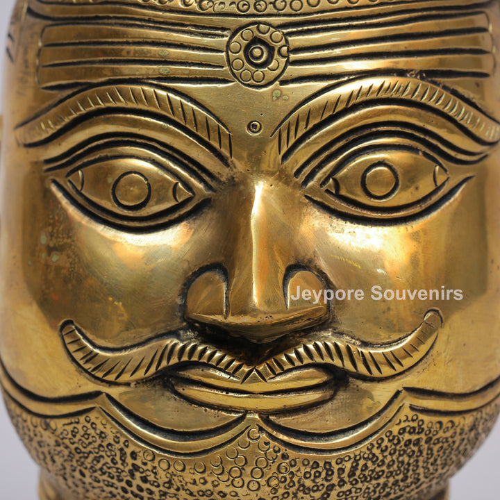 Handcrafted Brass Shiva Mukhlingam with Polished Golden Finish