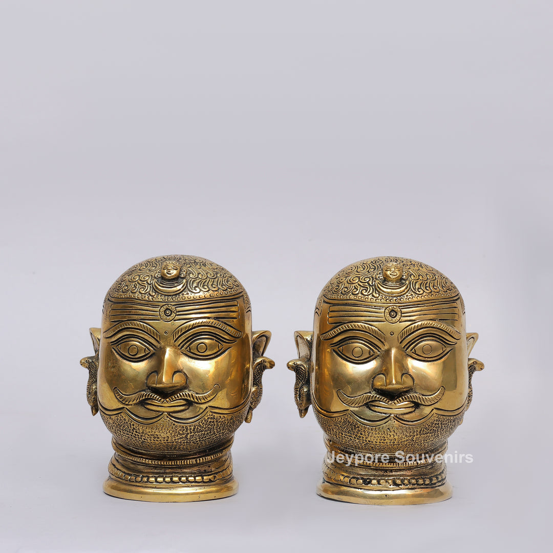 Handcrafted Brass Shiva Mukhlingam with Polished Golden Finish