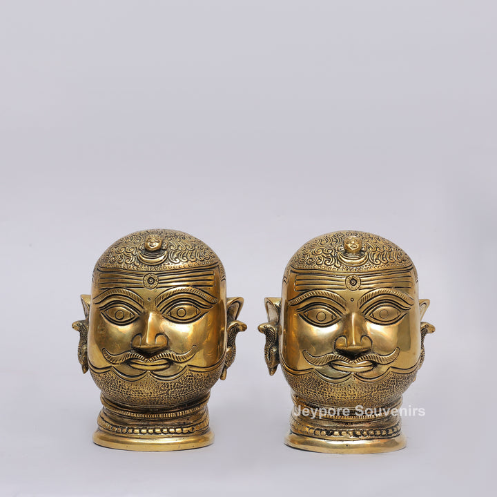 Handcrafted Brass Shiva Mukhlingam with Polished Golden Finish
