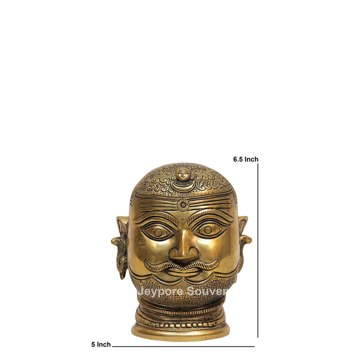 Handcrafted Brass Shiva Mukhlingam with Polished Golden Finish