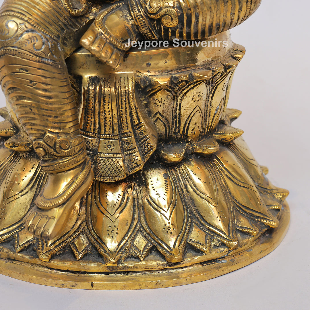 Handcrafted Brass Lord Ganesha Statue on Double Lotus Pedestal