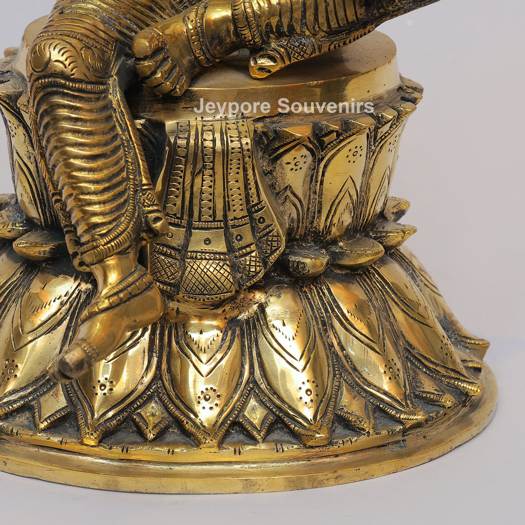 Handcrafted Brass Goddess Lakshmi Statue on Double Lotus Pedestal