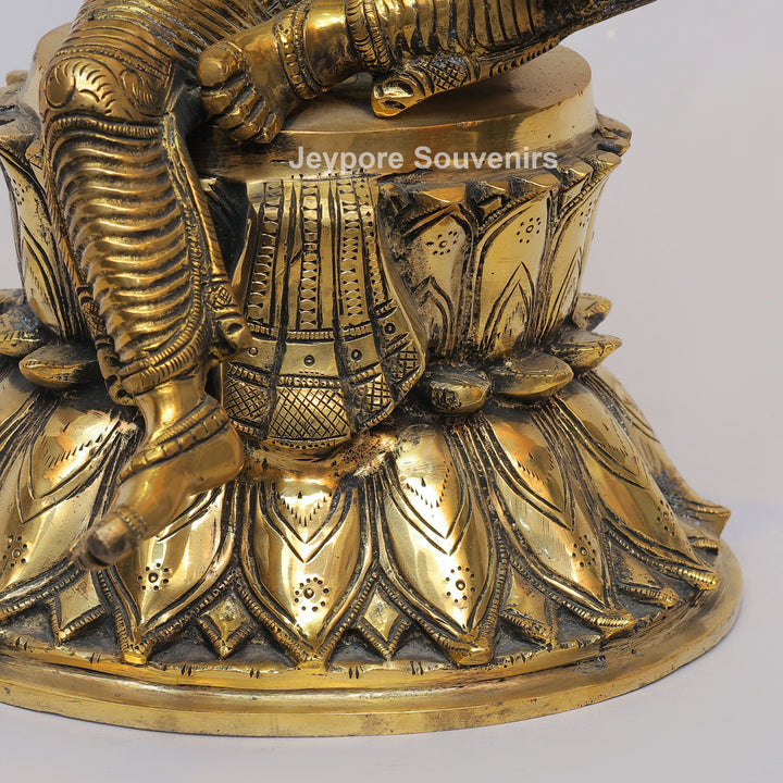 Handcrafted Brass Goddess Lakshmi Statue on Double Lotus Pedestal