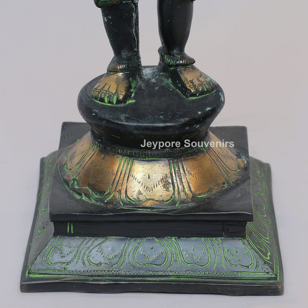 Handcrafted Brass Standing Lord Garuda Statue with Open Wings