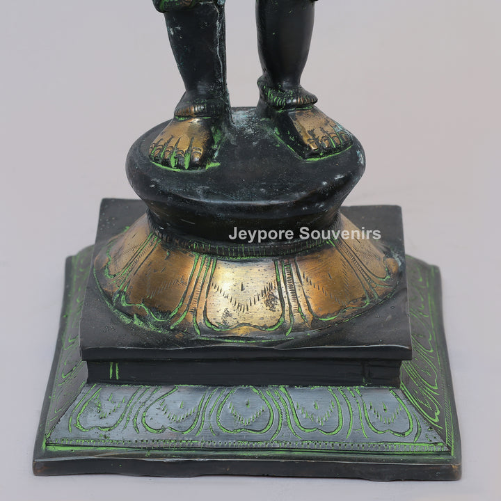 Handcrafted Brass Standing Lord Garuda Statue with Open Wings