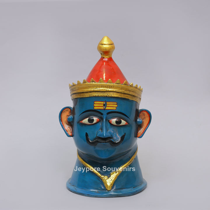 Handcrafted Blue Brass Lord Shiva Mukhalingam Face Sculpture