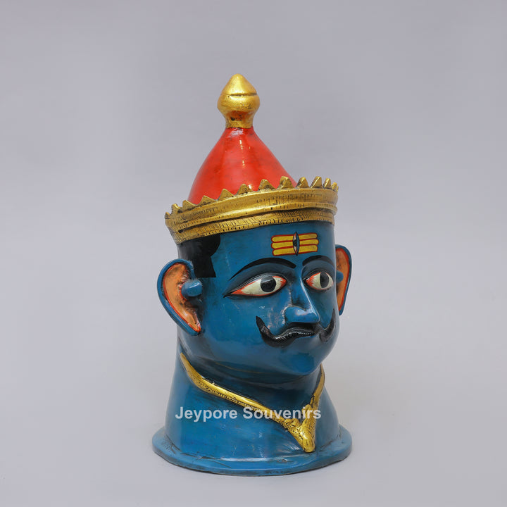 Handcrafted Blue Brass Lord Shiva Mukhalingam Face Sculpture
