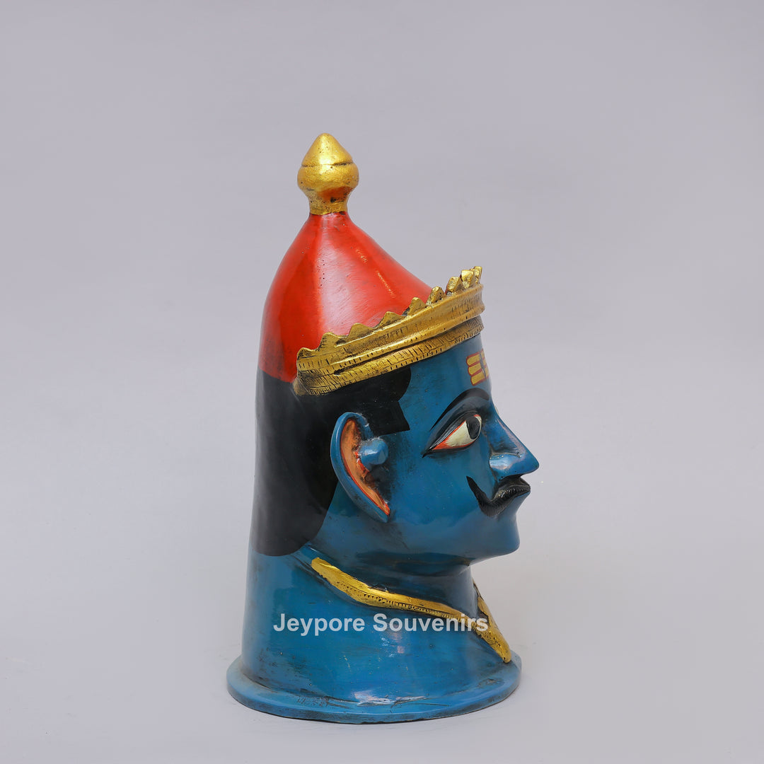 Handcrafted Blue Brass Lord Shiva Mukhalingam Face Sculpture